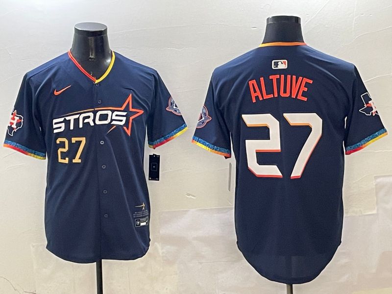 Men Houston Astros #27 Altuve Drak Blue Fourth generation Joint Name 2025 Nike MLB Jersey style 4->houston astros->MLB Jersey